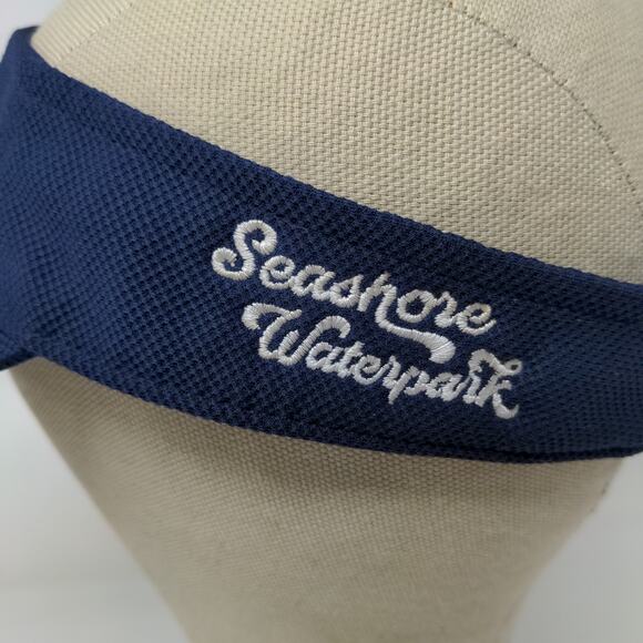 Seashore Waterpark Strapback Sun Visor Hat Blue Embroidered Spell Out - Picture 5 of 10